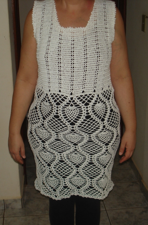 Vestido em sales croche ponto abacaxi